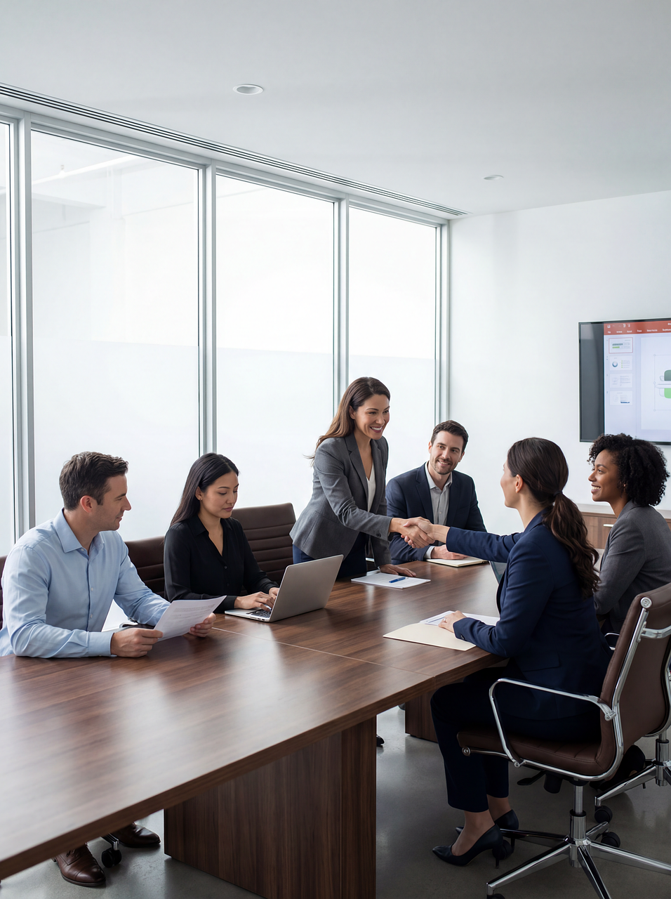 Reunião de empresários durante negociação e desenvolvimento de oportunidades de negócios.